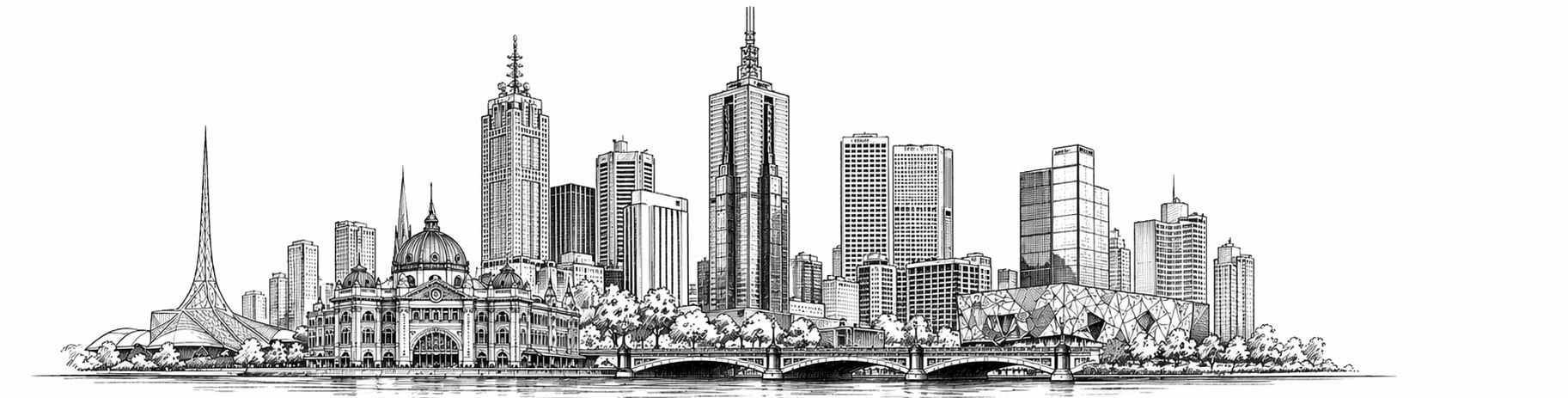 Melbourne skyline illustration